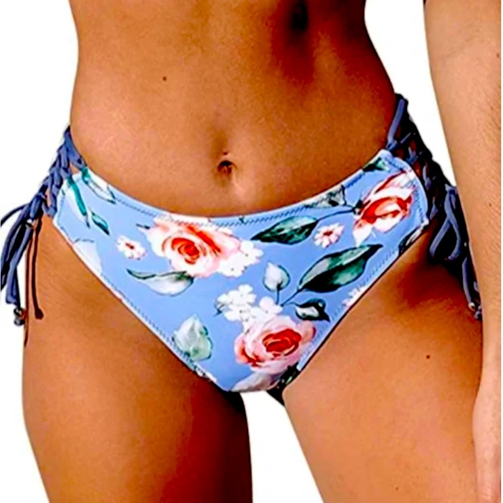 Floral Blue Bikini Bottom